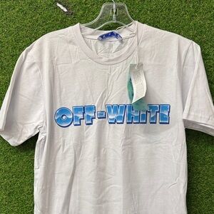 Off-White White and Blue Graphic Tee